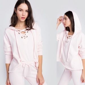 Wildfox Criss Cross Pink Hoodie Size Small